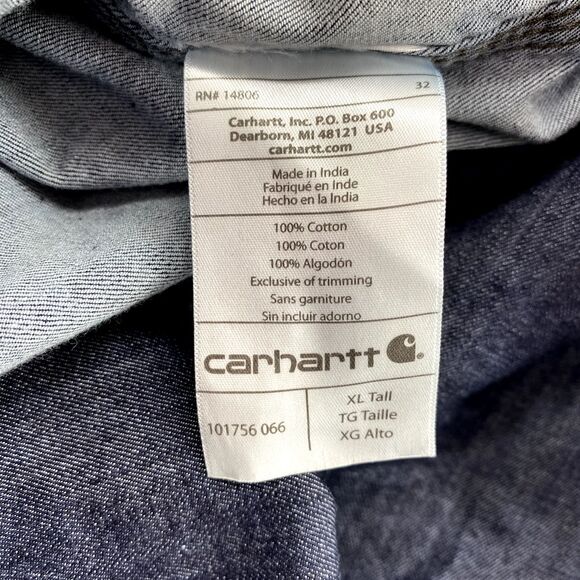 Carhartt Denim Railroad Shirt Men's XL Dark Workwear Streetwear Western Y2k 90's - Picture 9 of 10